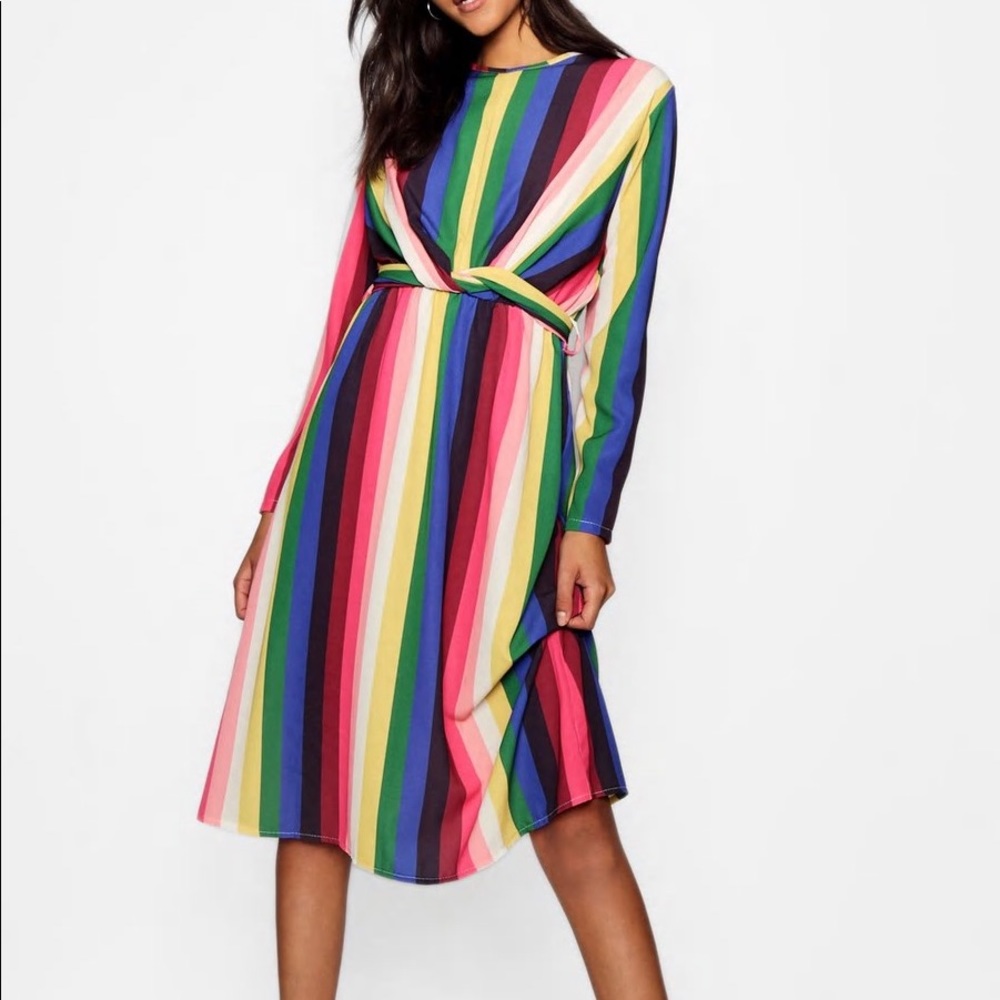 Boohoo rainbow midi dress